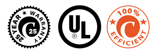 25 Year Warranty UL 100% Efficient